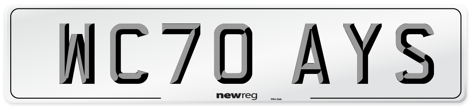WC70 AYS Number Plate from New Reg